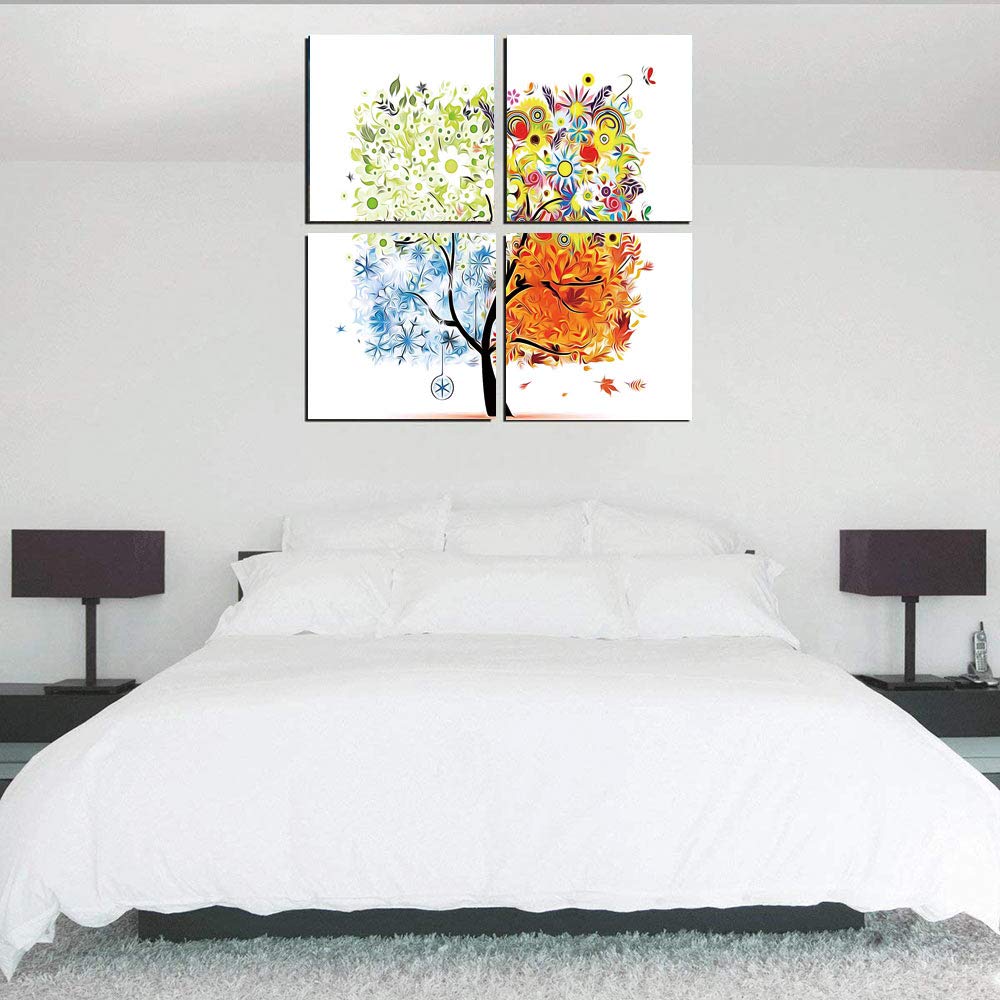 Amazon.co.jp: 抽象絵画 アートパネル アートフレーム 花と季節の木の